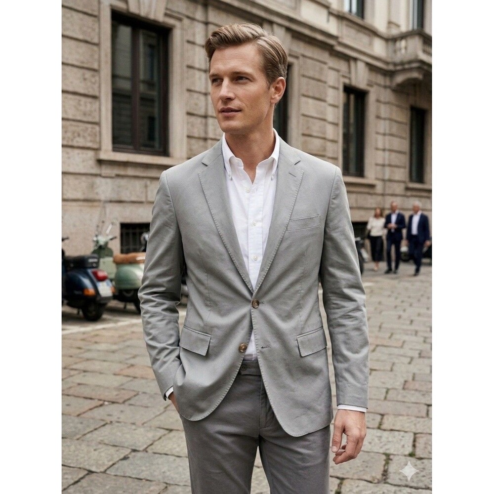 J.Crew Ludlow Blazer 40R Larusmiani Italian Cotton Sport Coat Gray 2-Button